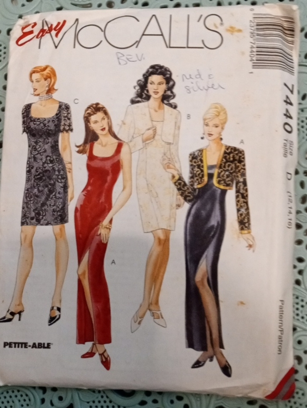 McCall's Evening Dress and Jacket Pattern #7440. New, Never Cut. Fits Size 12-16